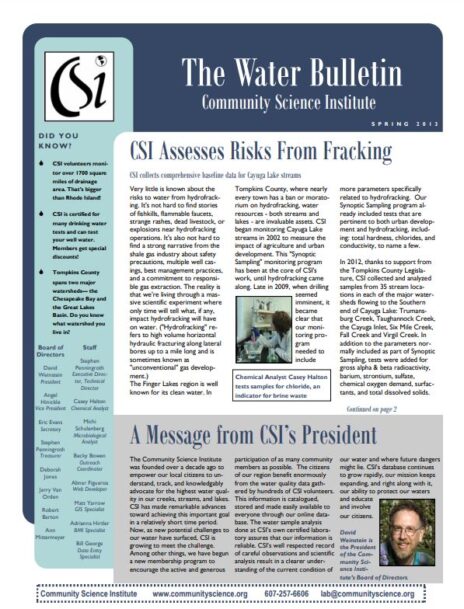 Spring 2013 Water Bulletin Cover